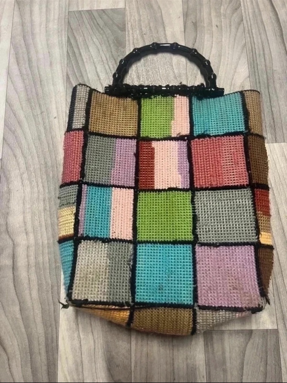 Handmade Multicolor Patchwork Crochet Tote Bag